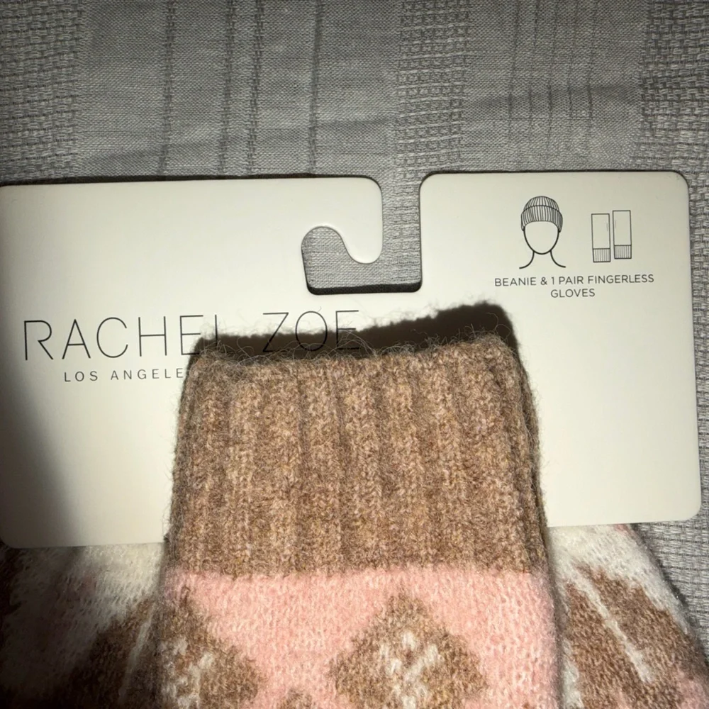 Rachel Zoe Fair Isle Beanie Hat & Fingerless Gloves NWT
